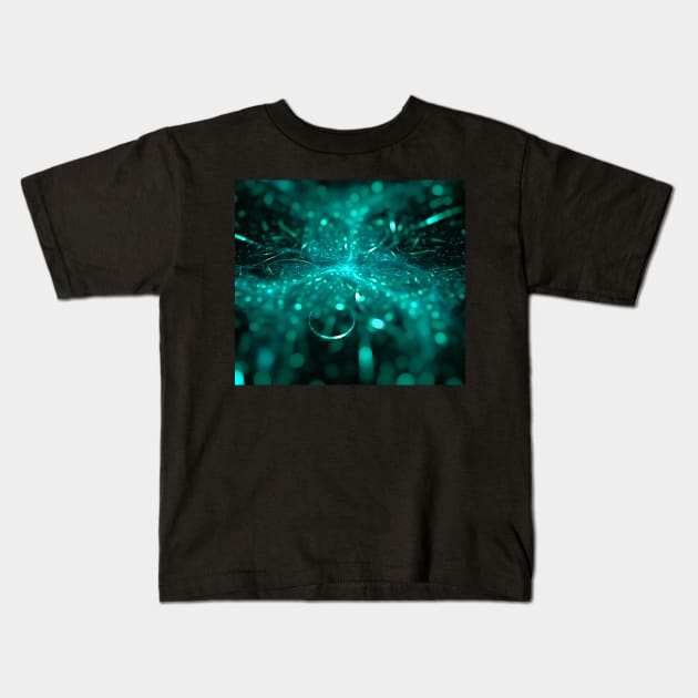 Digital Design - Turquoise Floral Kids T-Shirt by Tshirtstory